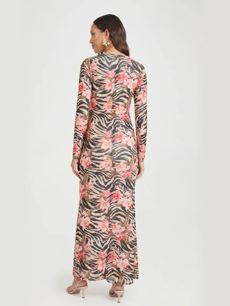 boohoo Dames Zwangerschaps Maxi Jurk Met Abstracte Print En Lange Mouwen zwart, foto 2