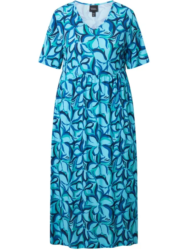 Ulla Popken Dames - Jersey maxi-jurk - Marine - Maat 62+