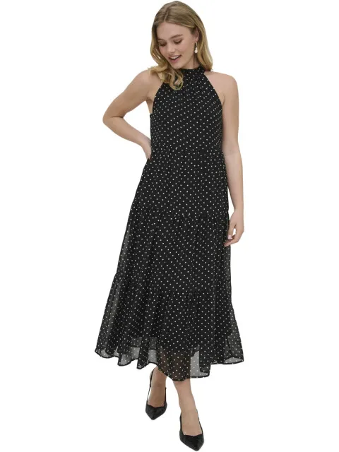 Only Onlpetra life halter neck ank dress wvn black/clou Zwart