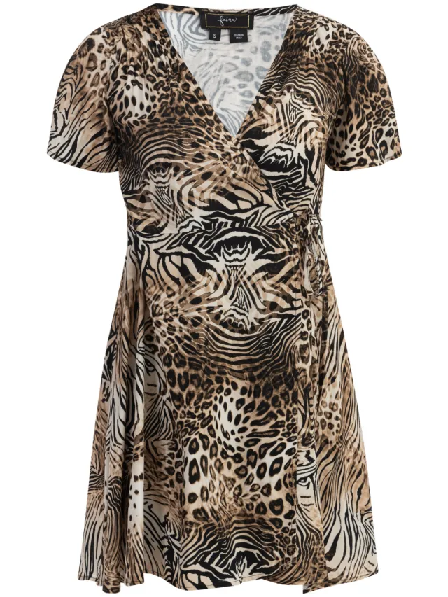Faina Mini-jurk met dierenprint Dames beige, foto 2