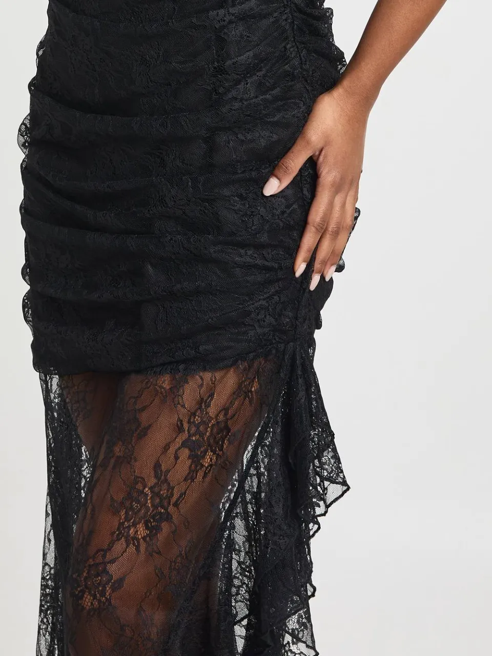 boohoo Dames Midaxi Jurk Met Kanten Drape Detail zwart, foto 2