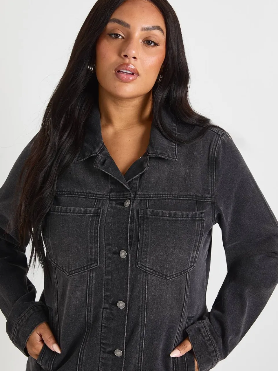 boohoo Dames Plus Western Denim Mini Jurk, foto 4