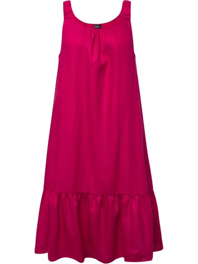 Ulla Popken Dames - Mini-jurk elastische schouderbandjes ronde hals mouwloos - Licht heide - Maat 50+