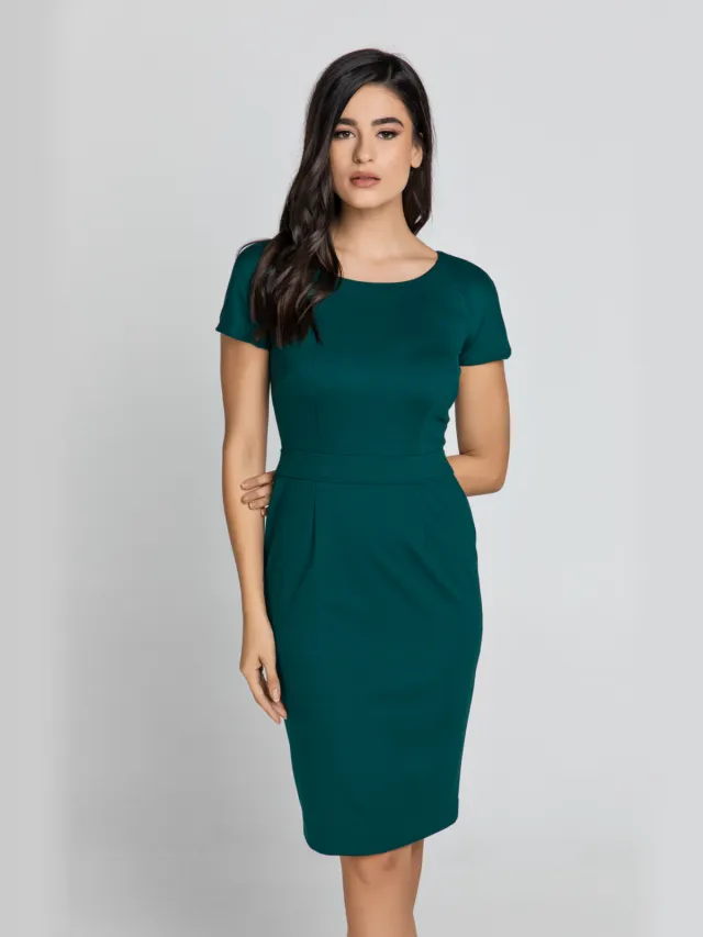 Conquista Smaragd kapmouw jurk Conquista Fashion Donkergroen