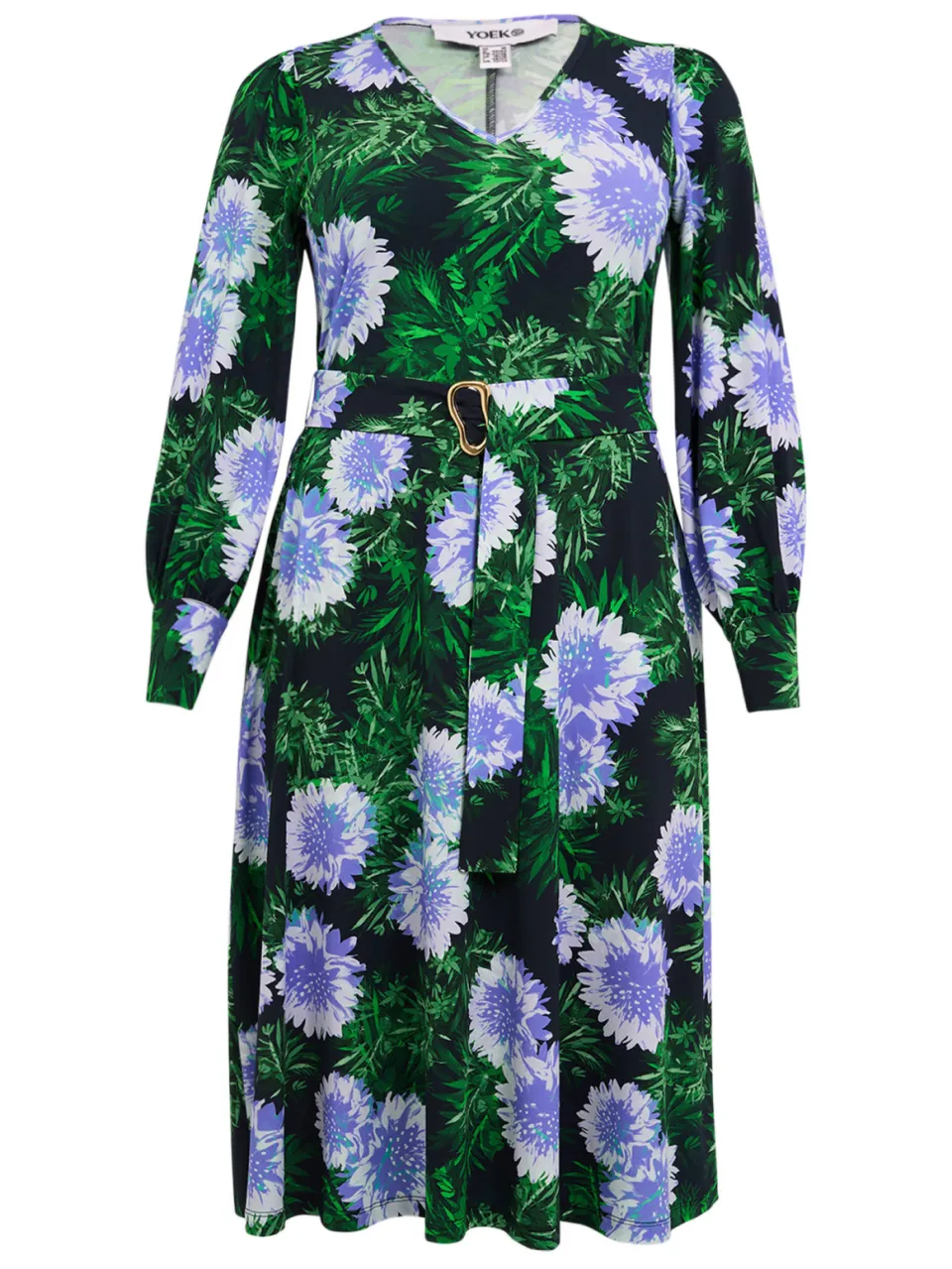 Yoek Full Blossom jurk blauw