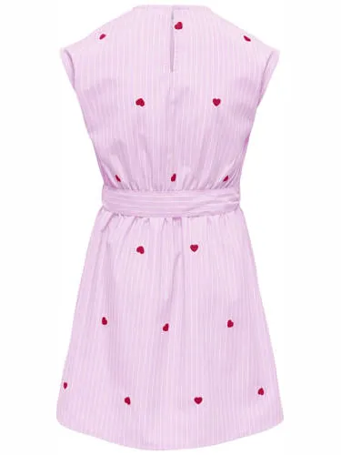Only gestreepte korte jurk met hartjes roze, foto 2