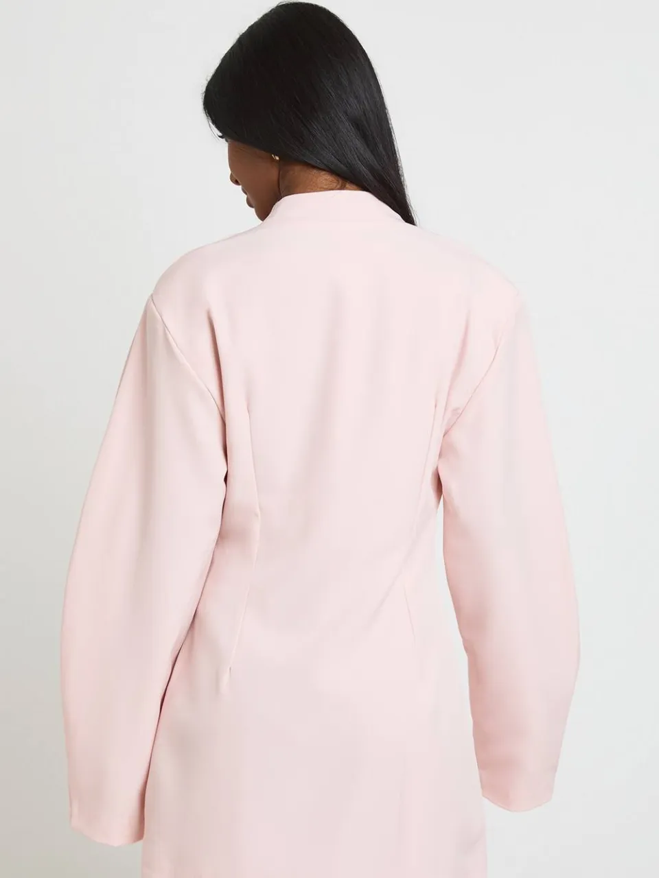 boohoo Dames Gestructureerde Blazerjurk Met Schoudervulling, Wikkelmodel En Ballonmouwen blush, foto 2