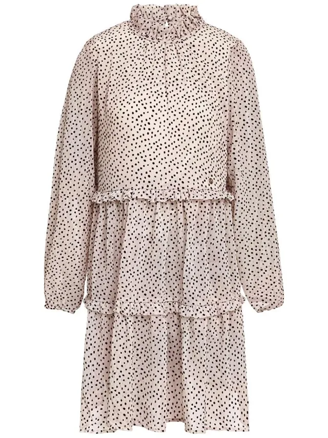 YW YEHWANG YWG - Polyester Vrouwen Midi Jurk Gelaagde Ruches - Roze