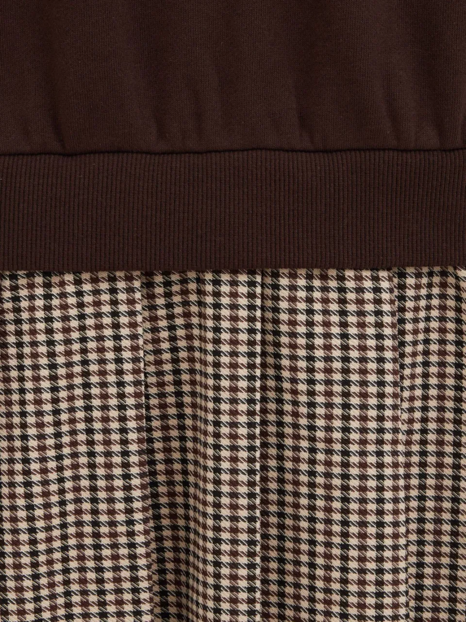 WE Fashion pied-de-poule midi sweatjurk donkerbruin beige, foto 7