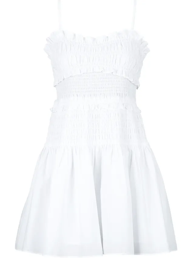 MICHAEL Michael Kors Korte Jurk MICHAEL Michael Kors POPLIN SMOCKED MINI DRESS Wit