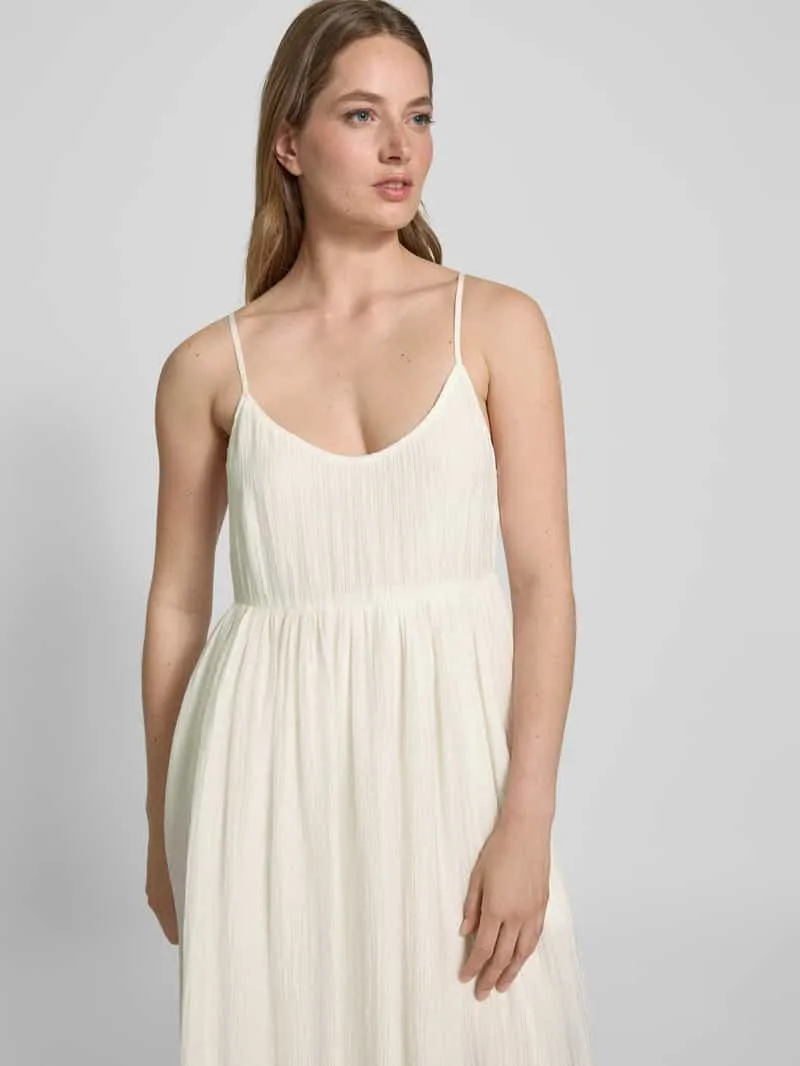 MSCH Copenhagen Midi-jurk met structuurmotief, model 'Amabel' offwhite, foto 4