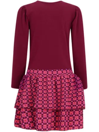 B.Nosy midi jurk met print donkerrood donkerrood/roze, foto 3