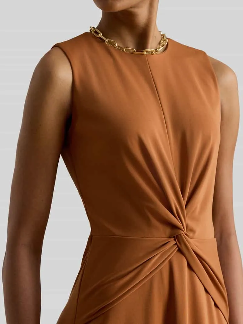 Lauren Ralph Lauren Jurk met knoopdetail in de taille donkeroranje, foto 2