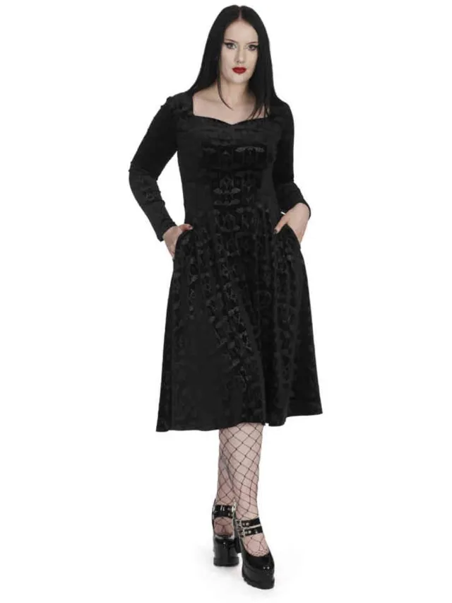 Banned Velvet Bat Flare jurk - XL - Zwart