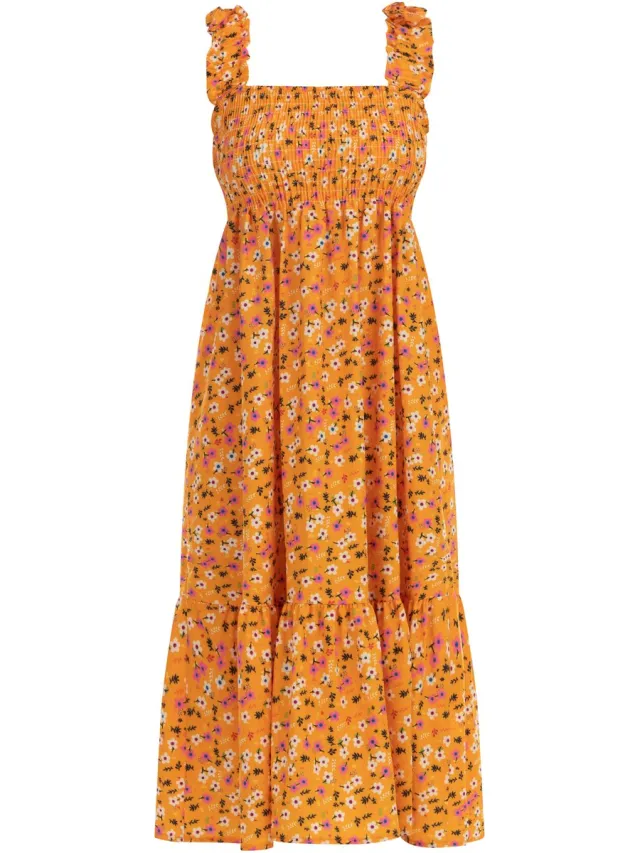 MyMo midi-jurk Oranje Veelkleurig