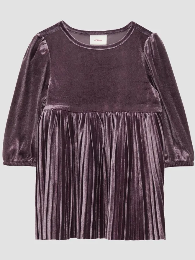 S.Oliver female - Fluwelen jurk met geplooide rok sering
