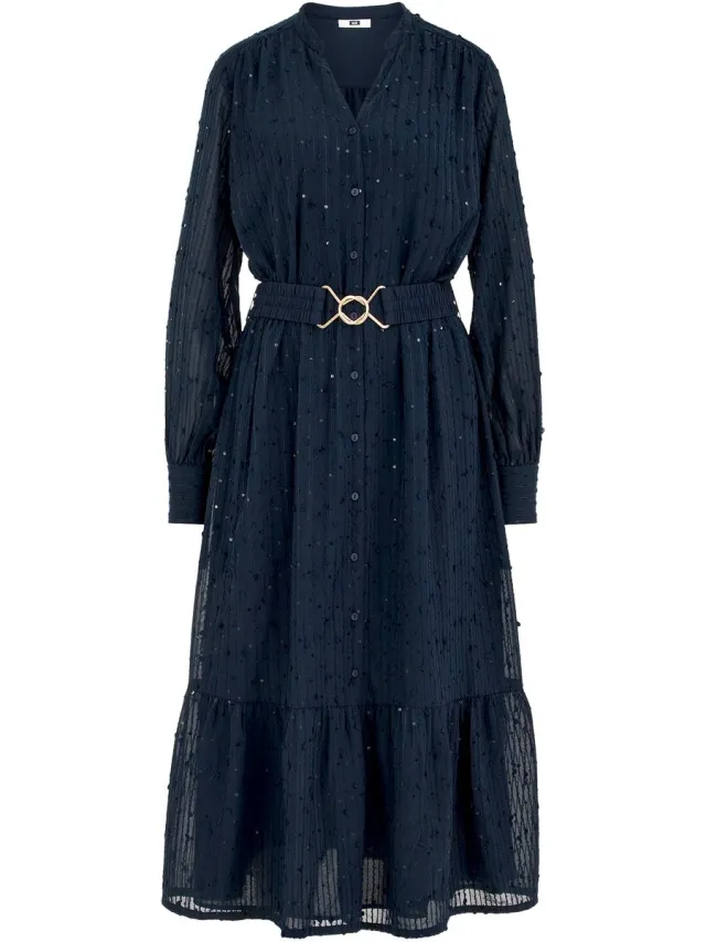 WE Fashion Dames jurk met pailletten Dark blue