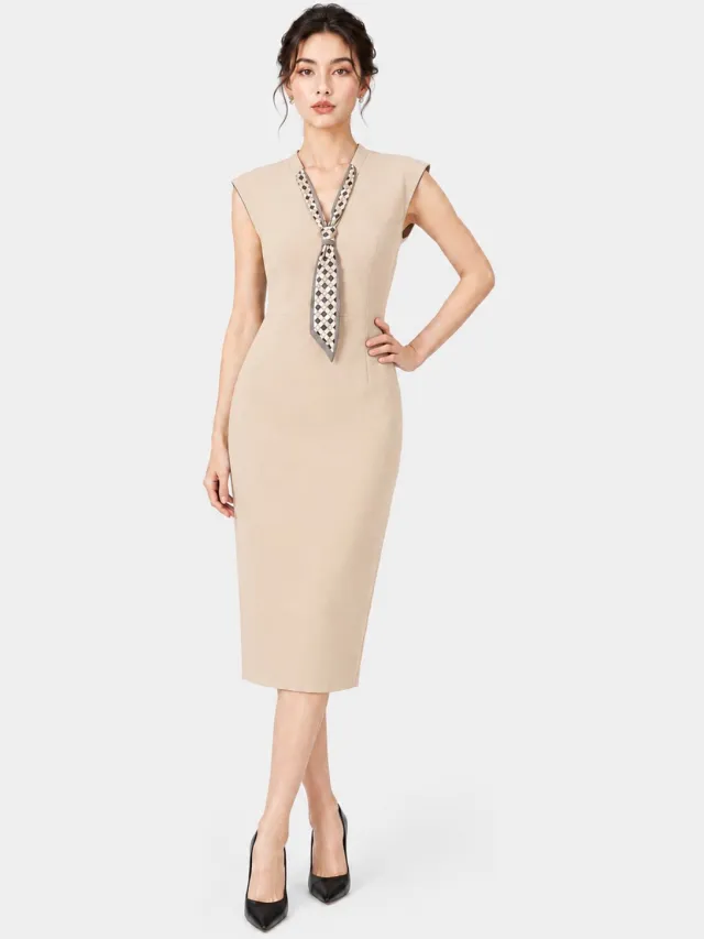 Elara Midikleid Beige