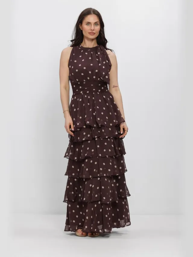 NEO NOIR Dames Jurken Marli Big Dot Dress - Bruin