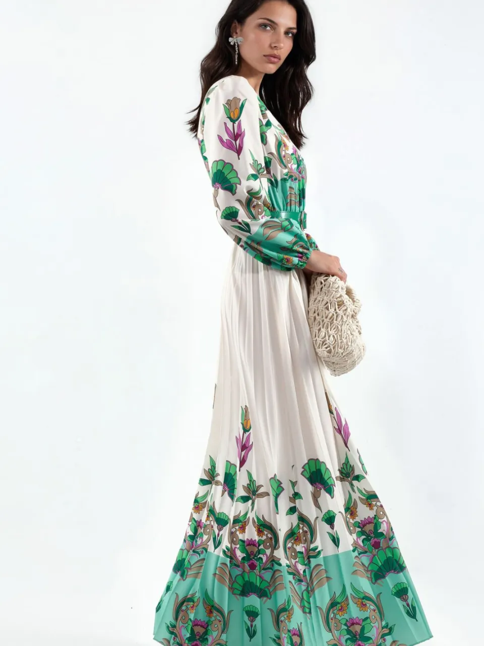 MSN Collection Bloemen Midi-jurk met Ceintuur veelkleurig, foto 2