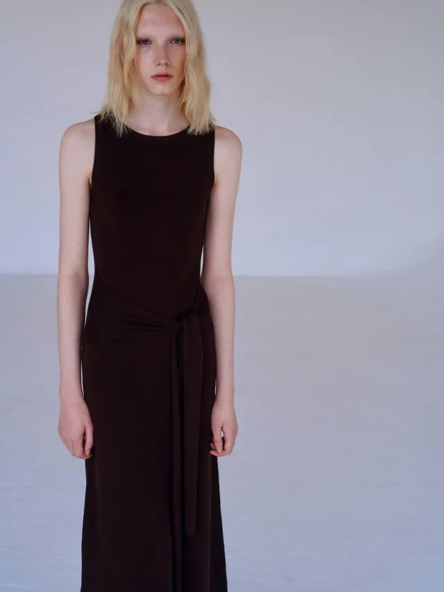 Mango midi jurk - bruin