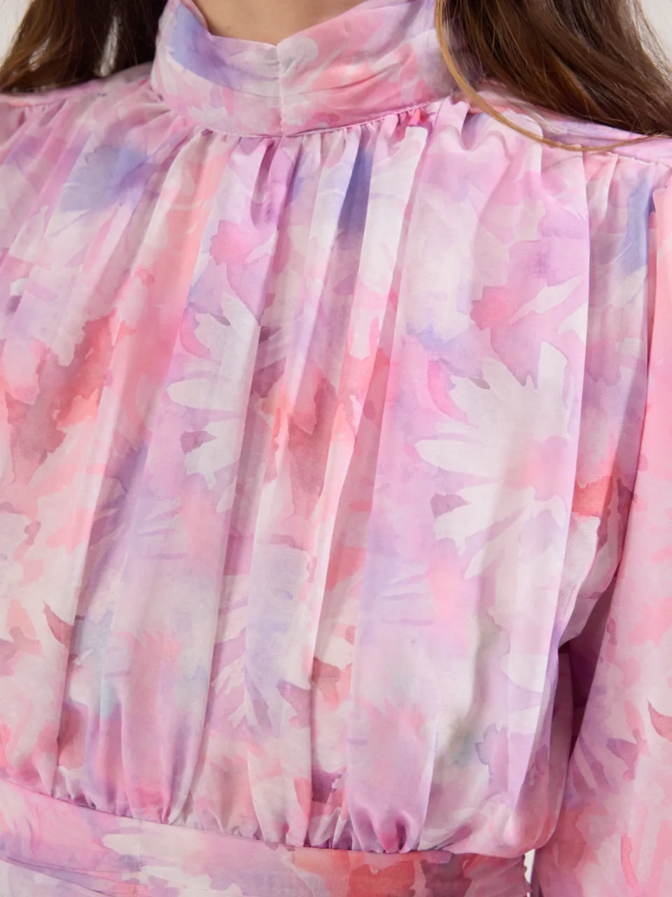 Trendyol Modest Dames Paars Bloemen Maxi Lang Casual Skater Modest Jurken, foto 2