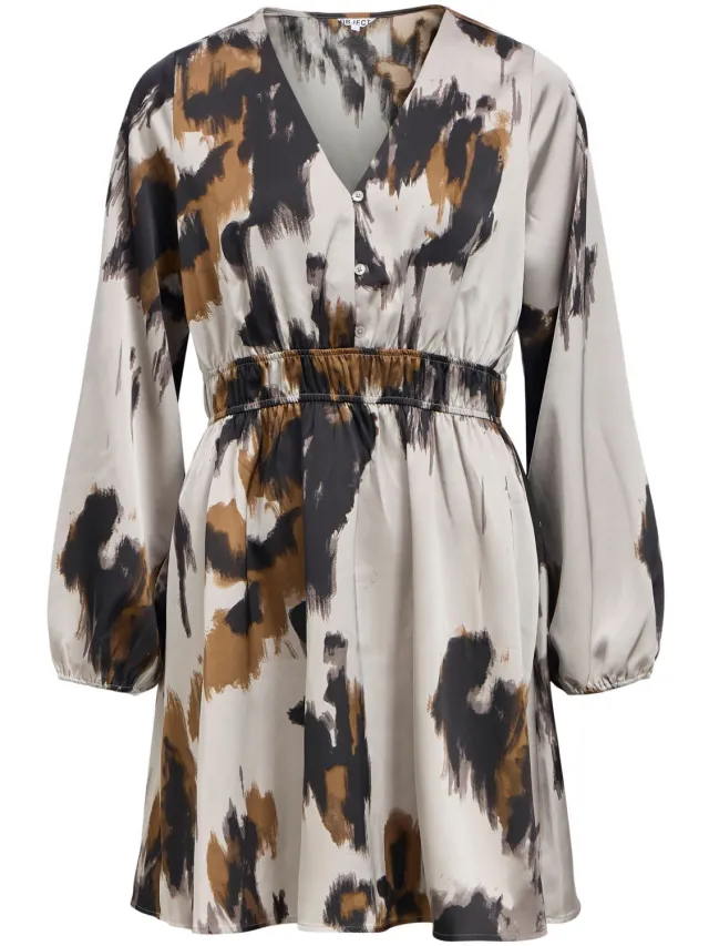OBJECT COLLECTORS ITEM Object Gesmokte jurk Elastische taille Opal Gray1
