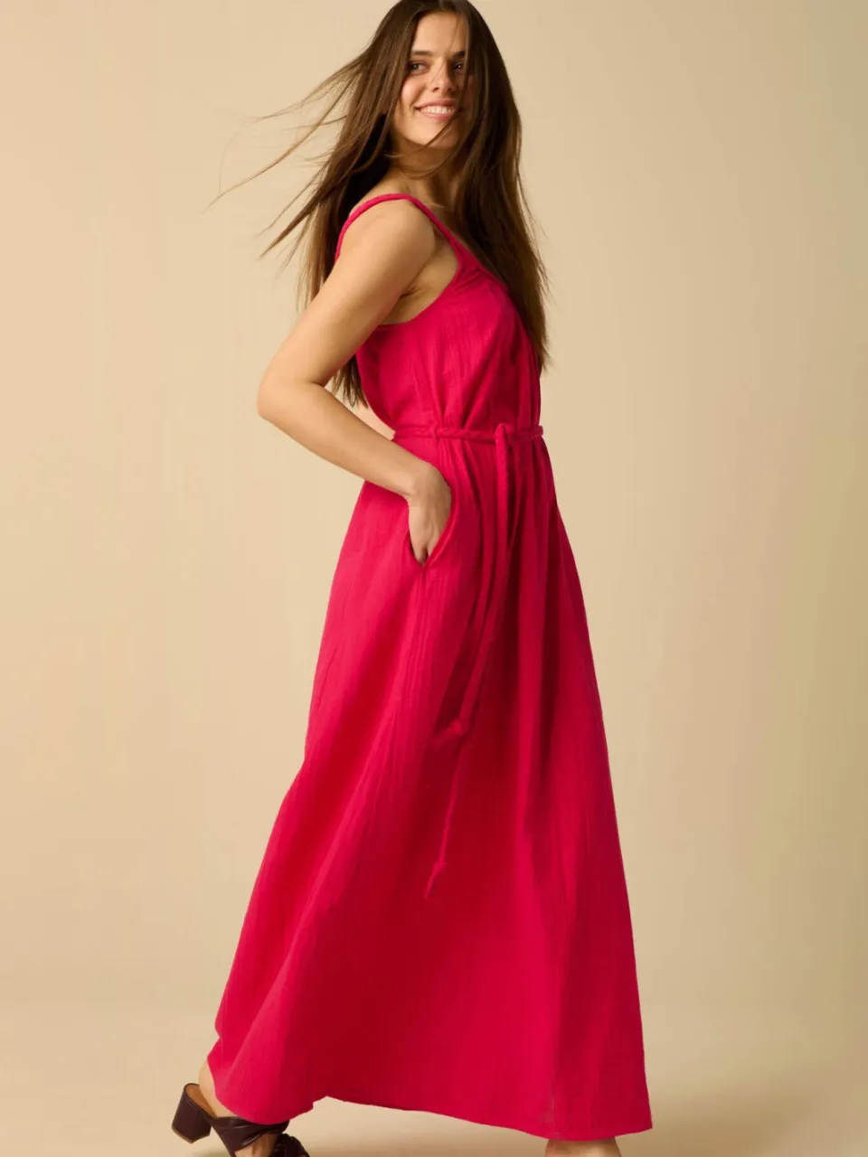 Sissy-Boy maxi zomerjurk met ceintuur - roze, foto 5