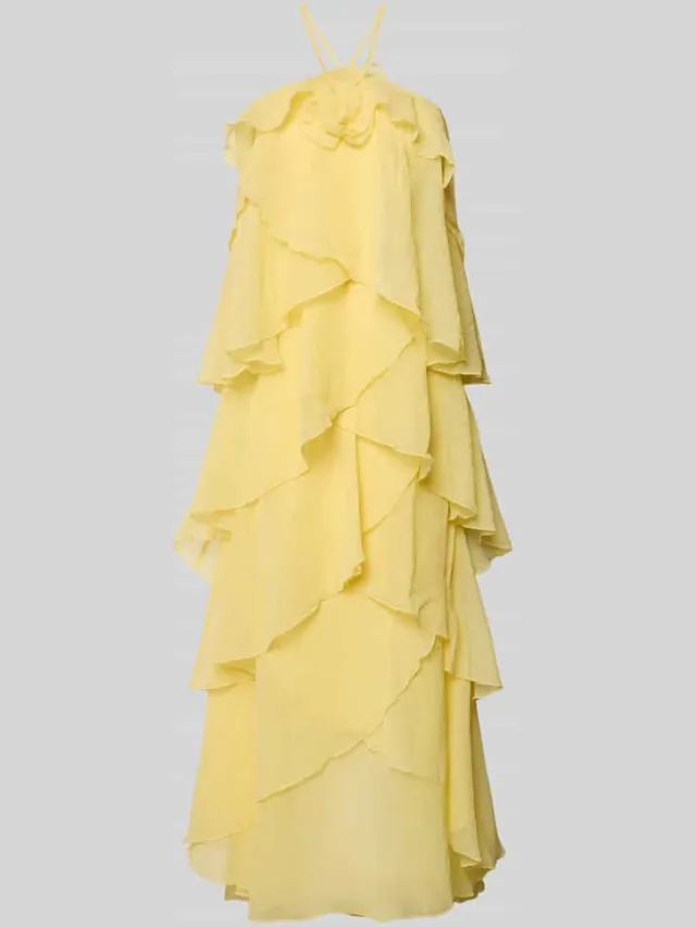 Vero Moda Maxi-jurk met 3d-ruchedetails model 'DELILAH' lichtgeel, foto 2
