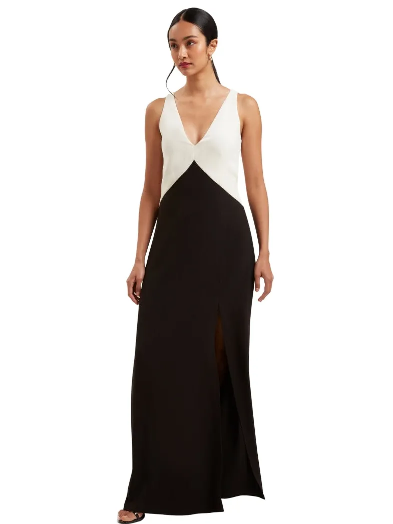 Ted Baker Sucre Midi Zwarte Jurk Met Contrasterende Panelen Wit
