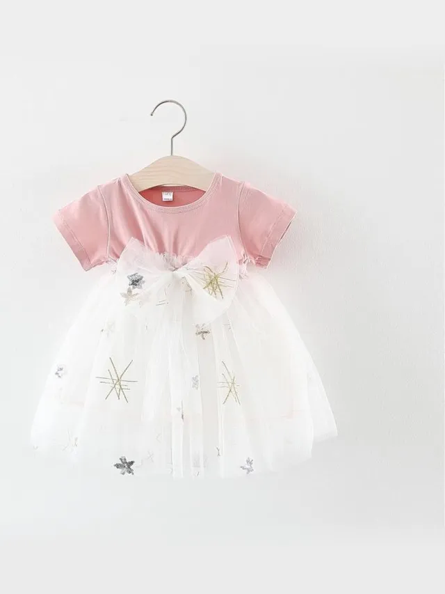 Baby Garden Baby jurk roze - wit