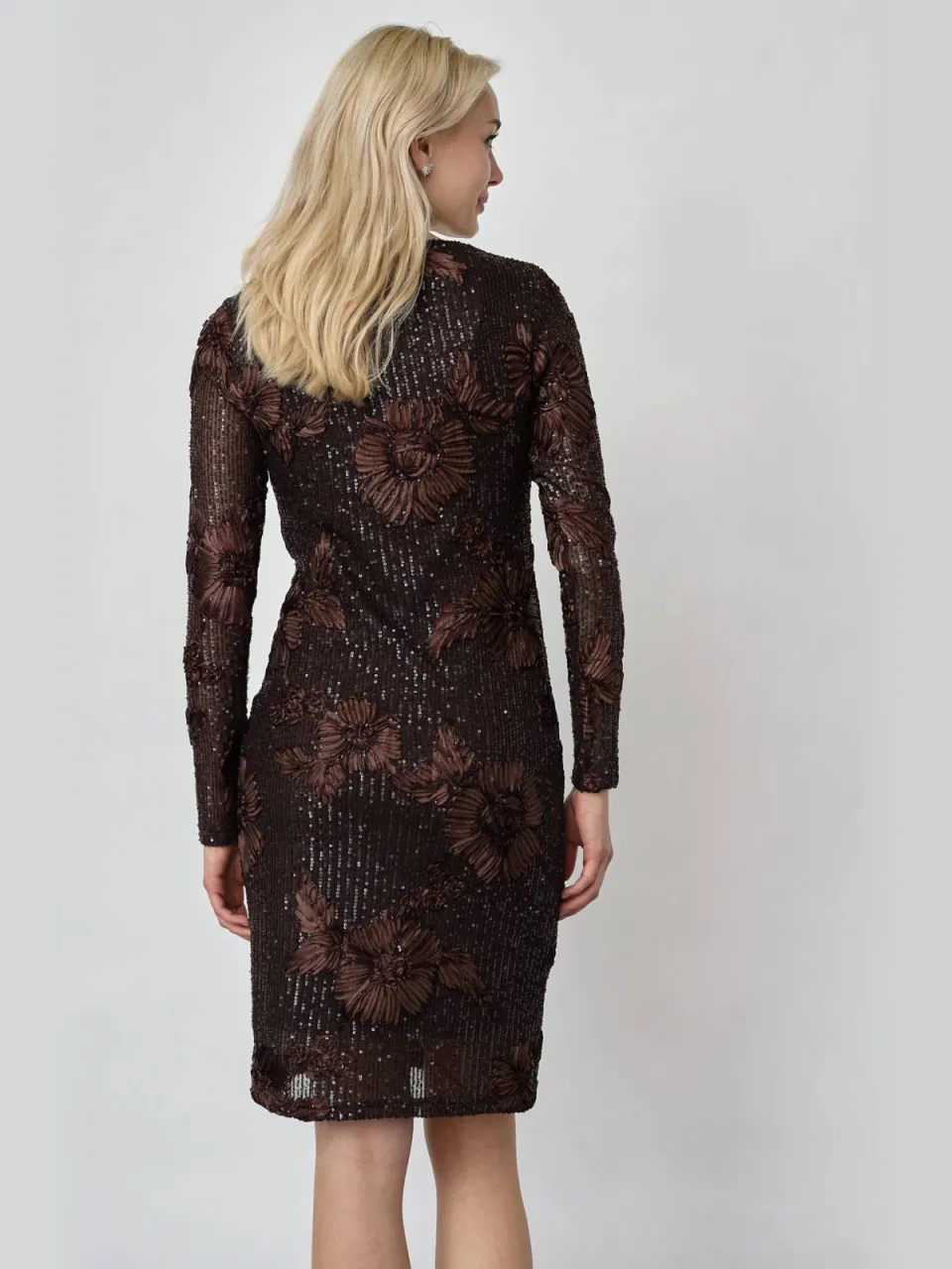 SisterS Point midi jurk met glitters - bruin, foto 3