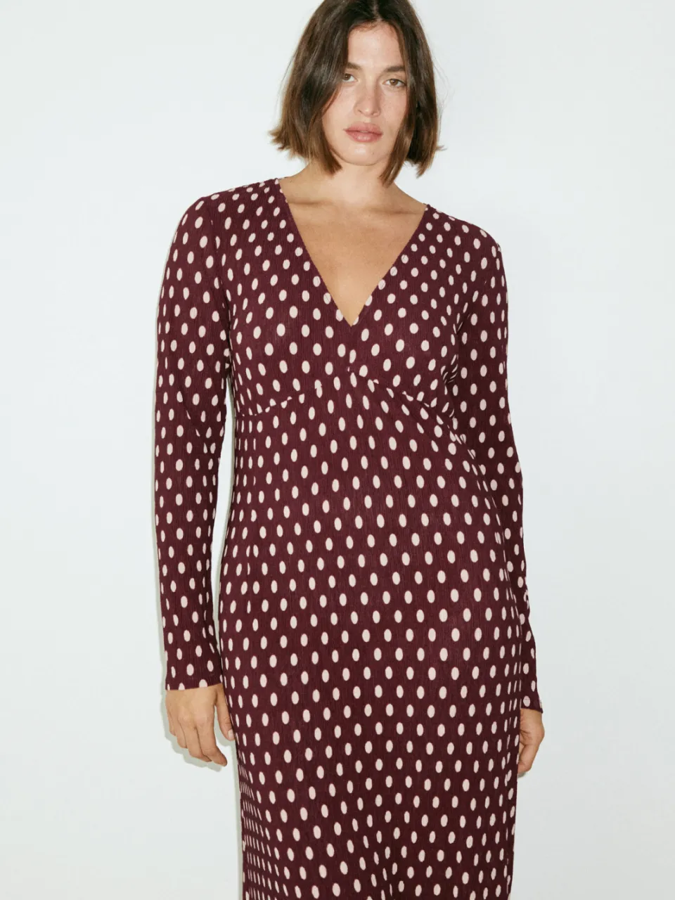 Mango midi jurk met stippen - donkerrood, foto 5