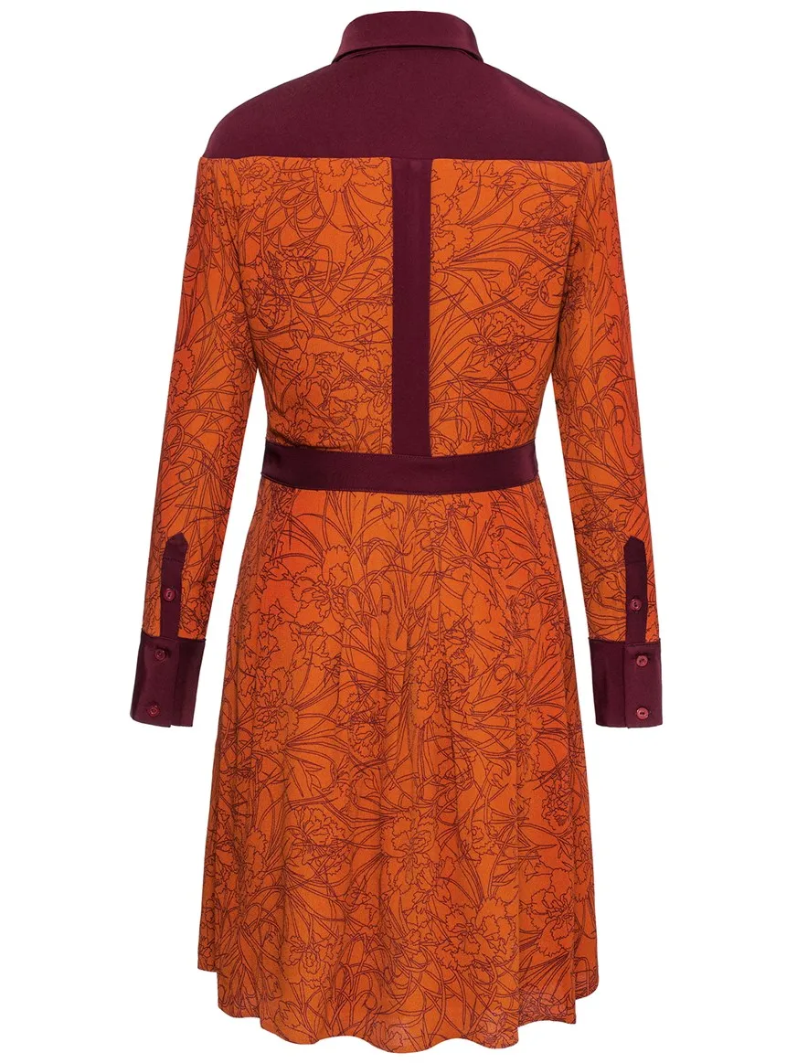 Smart & Joy Bi-materiaal shirt-jurk met lineaire bloemenprint koper, foto 2