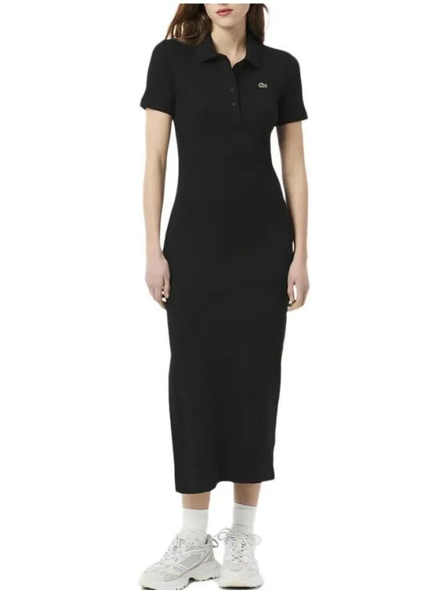 Lacoste Jurk Lacoste Longue Ribbed Zwart