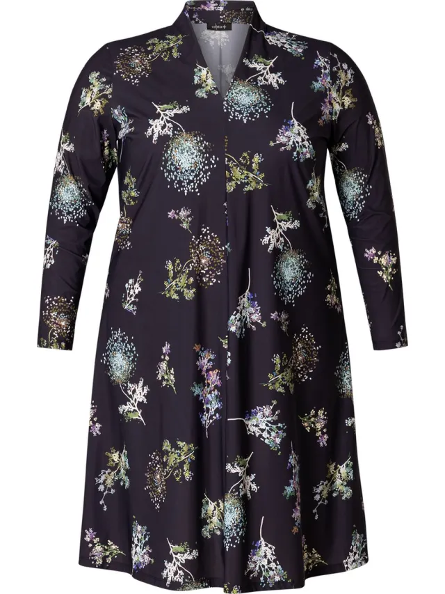 Colletta jurk travel blouse look Black-Multi-Colour