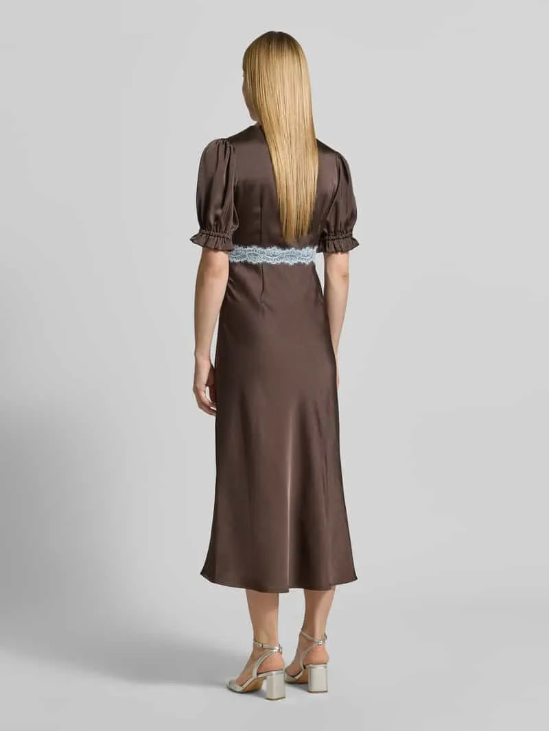NEO NOIR regular fit midi-jurk met kant model 'Vipe' middenbruin, foto 3