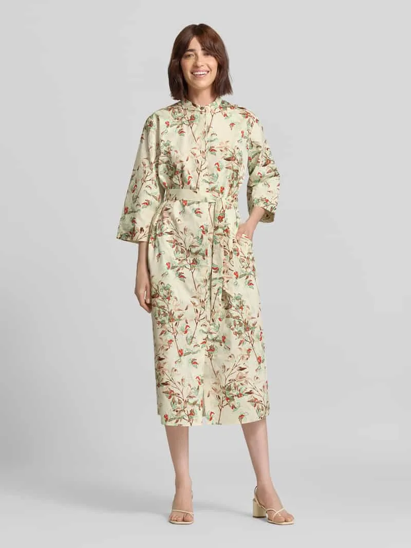 Fynch-Hatton Overhemdjurk in all-over look met strikceintuur Offwhite