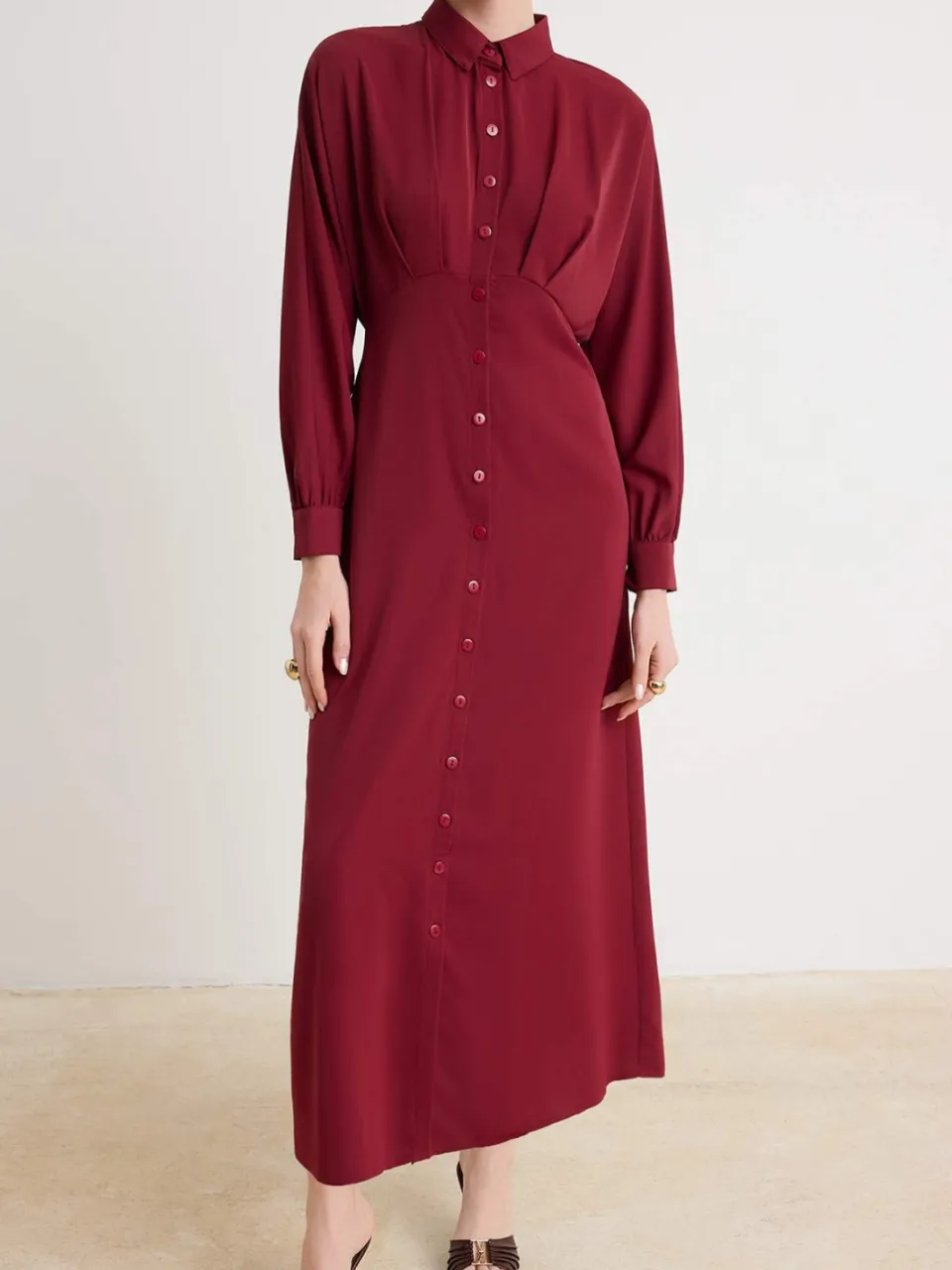 Trendyol Modest Dames Paars Effen Maxi Lang Casual Blousejurk Modest Jurken, foto 2
