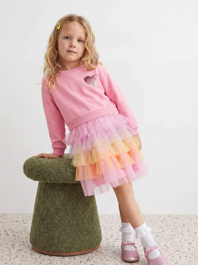 Trendyol TRENDYOLKIDS Meisjes Roze Met grafische print Midi Lang A-lijn Jurken, foto 2