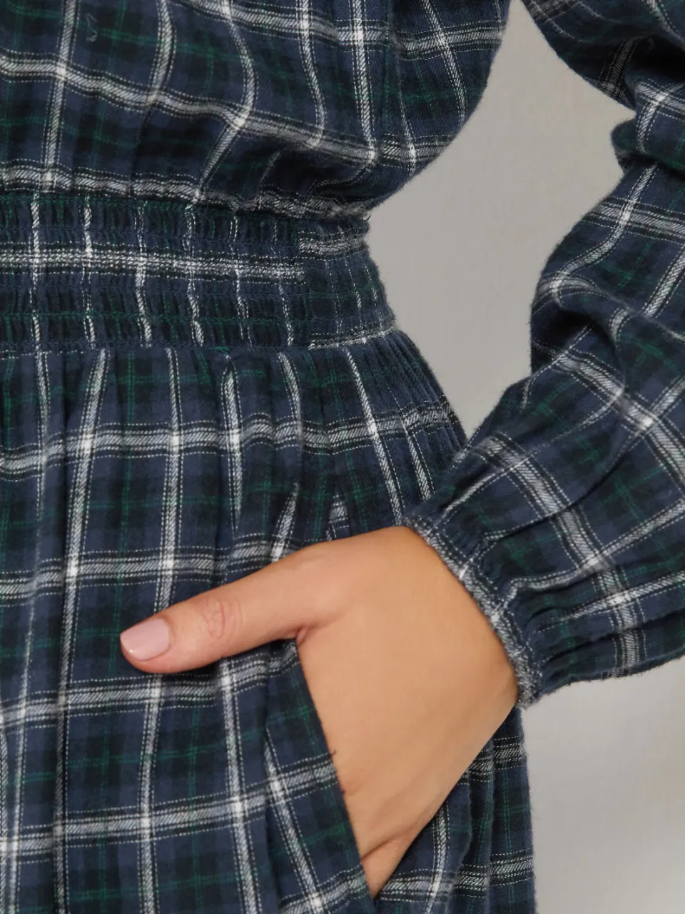 Yours Marineblauwe Geruite Midijurk Met Smokwerk, foto 4