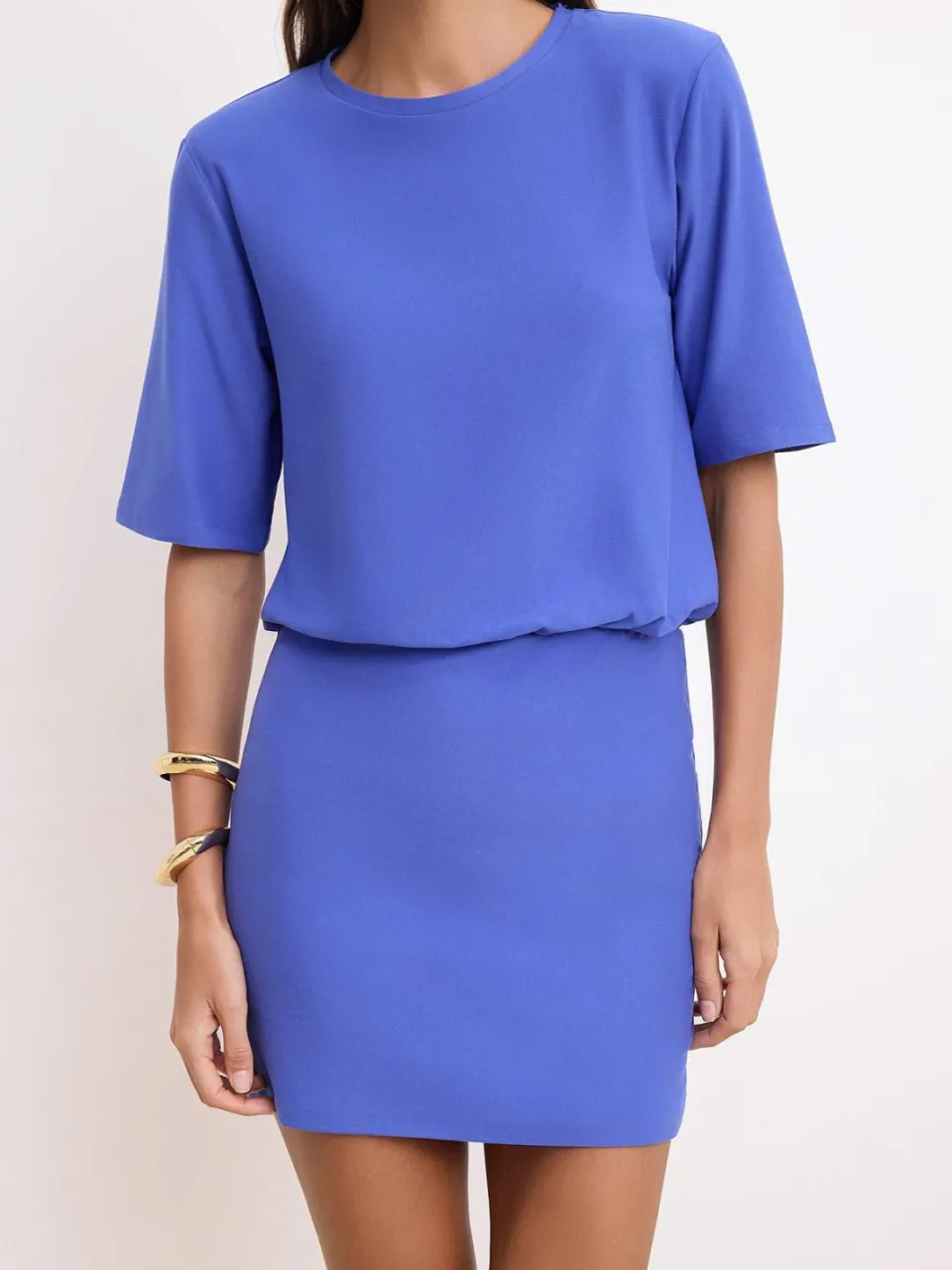 Trendyol TRENDYOLMİLLA Dames Donkerblauw Effen Kort / Mini Kort Casual Bodycon Jurken kobaltblauw, foto 2