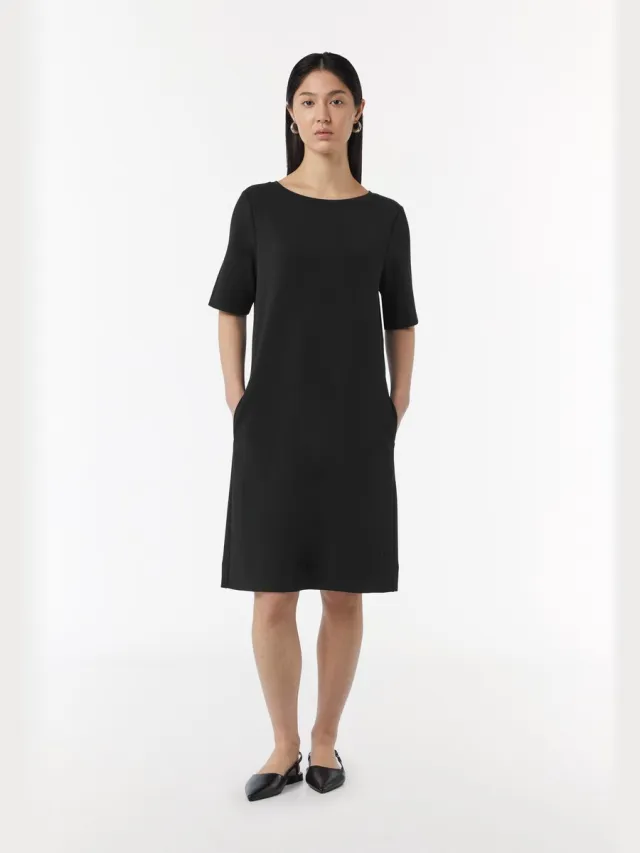 Comma female - Jurk met korte mouwen in een modalmix met een logodetail zwart