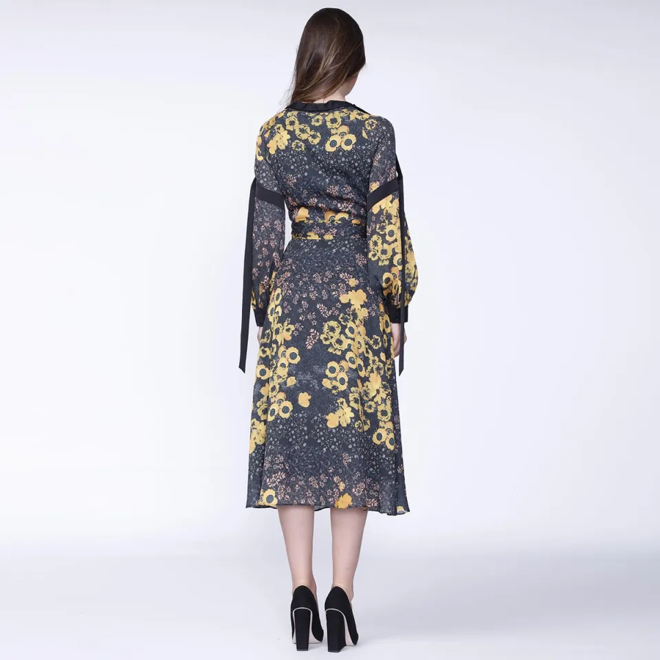 Smart & Joy Bloemenprint wrap midi -jurk veelkleurig, foto 2