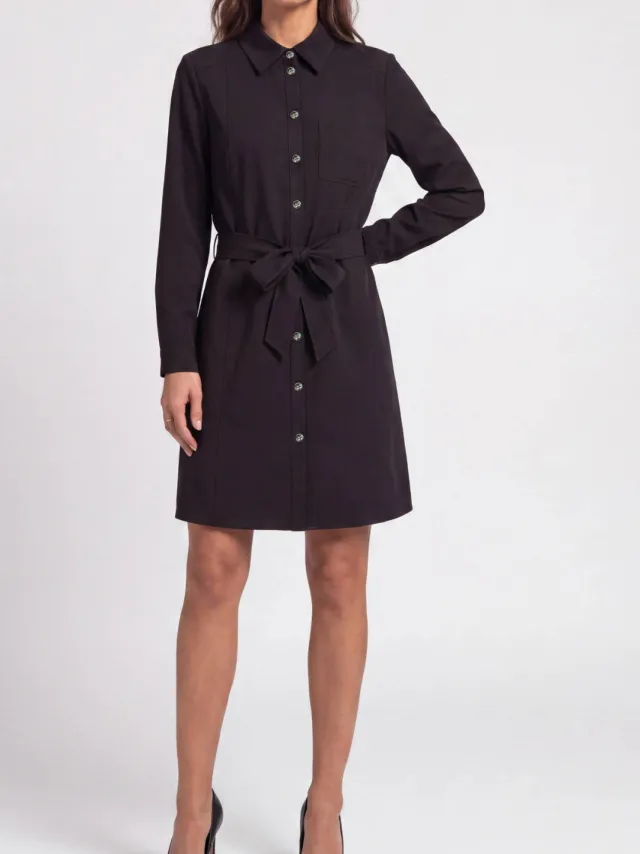 Fifth House korte blousejurk met ceintuur - zwart