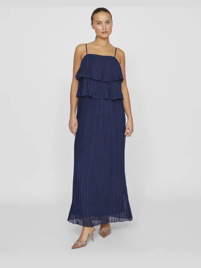 Vila Maxi jurk VICHIFFAN bandje Navy Blazer