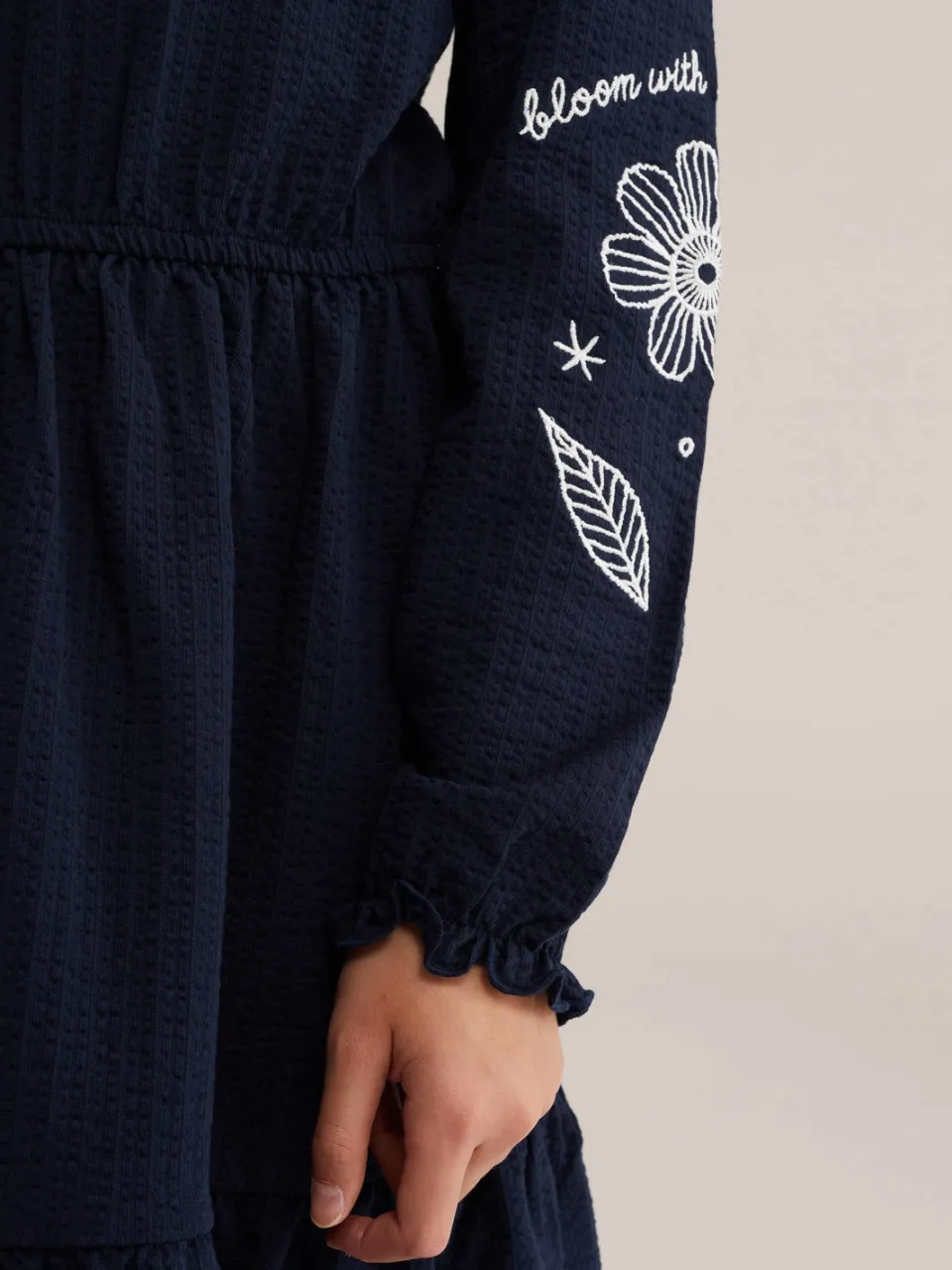 WE Fashion korte jurk met borduursels donkerblauw, foto 5