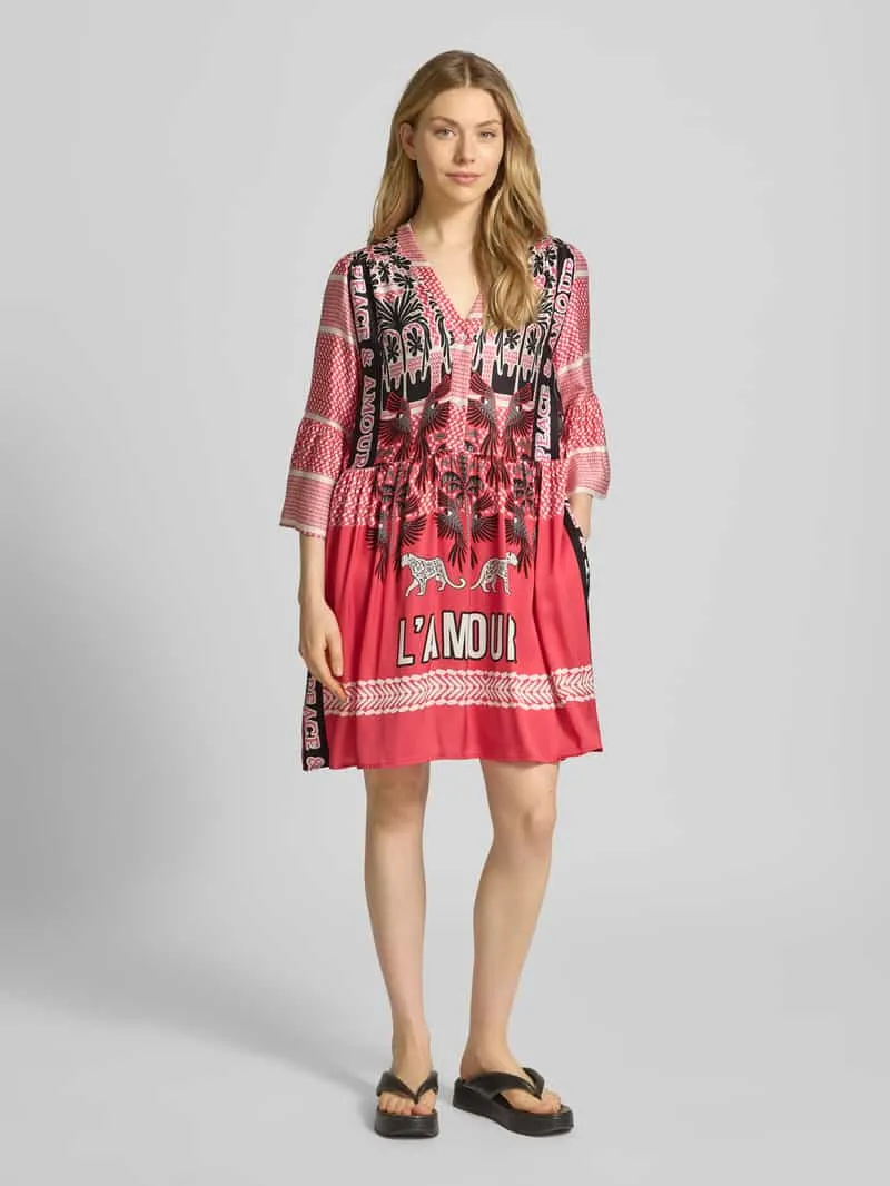 miss goodlife Tuniekjurk van viscose met trompetmouwen felroze, foto 3