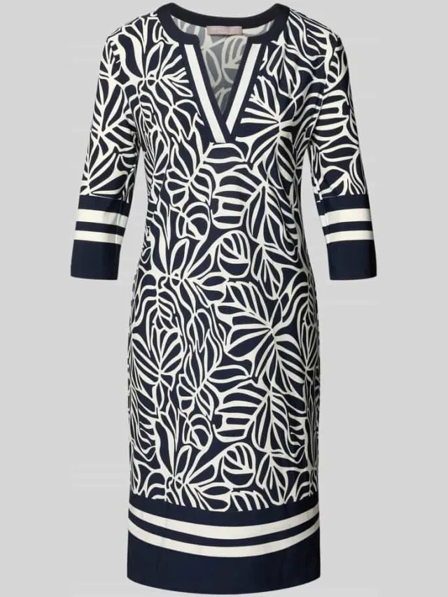 Christian Berg Woman Selection Knie-lang tuniekjurk met V-hals en 3/4-mouw marineblauw, foto 2