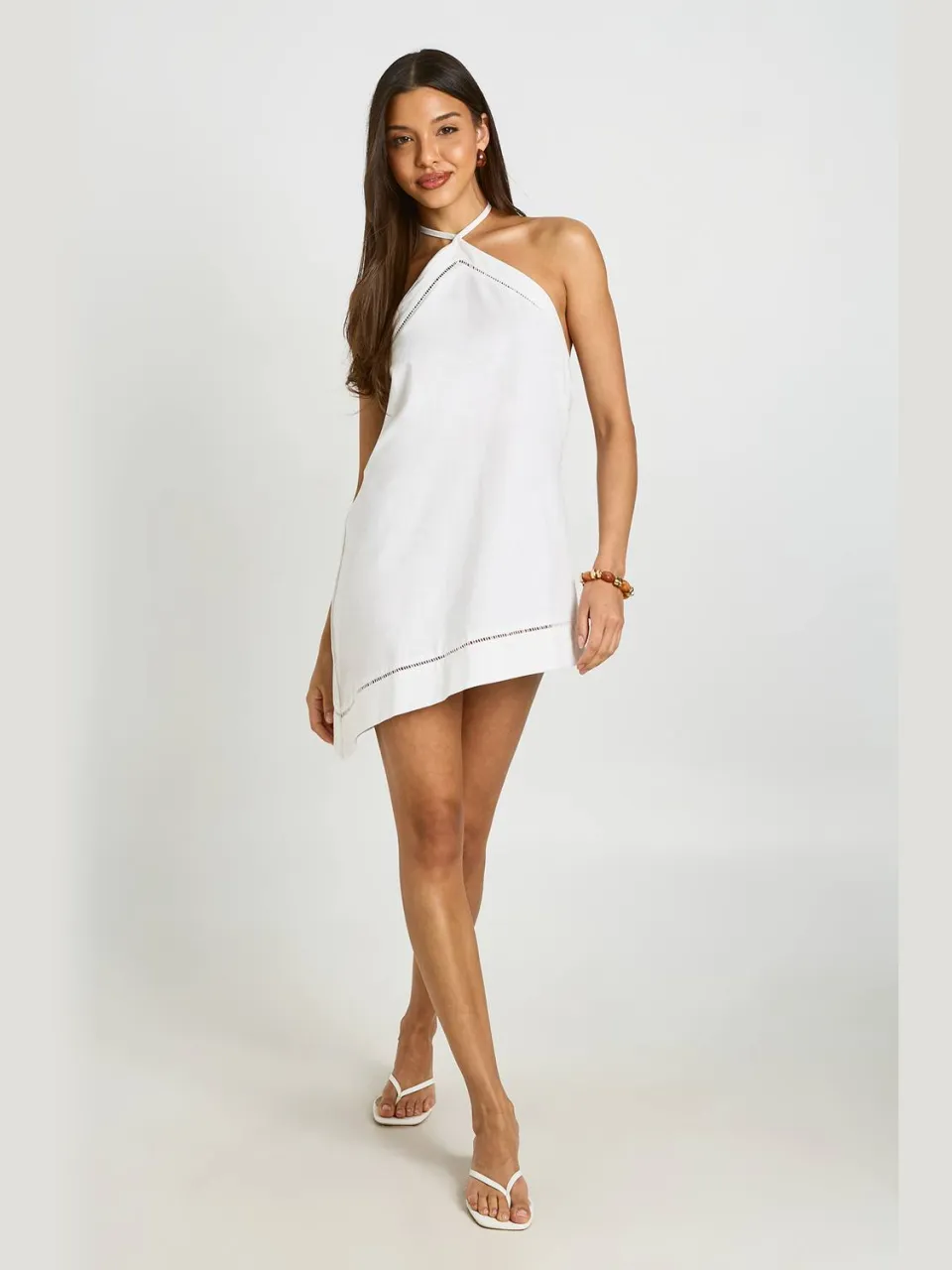 boohoo Dames Mini-jurk Met Laddersteekmotief En Halternek ivoor, foto 2